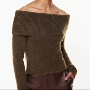 Orange Off-the-shoulder Sweater (Size XS/S).